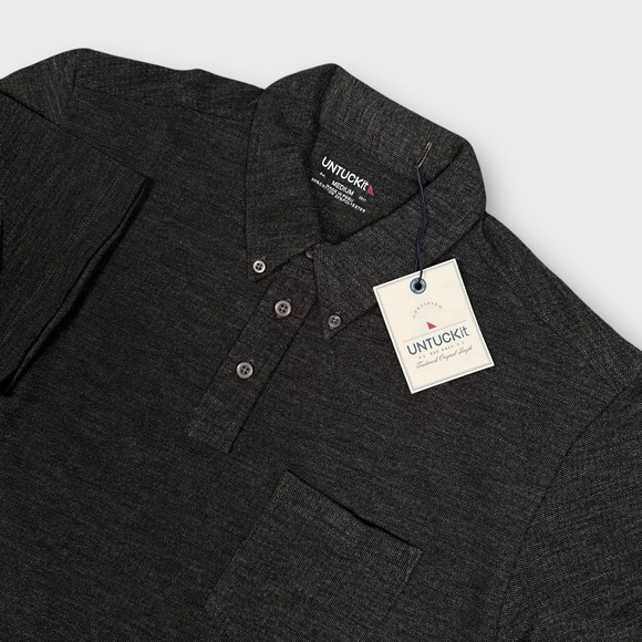 UNTUCKit Other - UNTUCKit Madiran Polo Shirt Men's Medium Charcoal Short Sleeve Cotton Blend